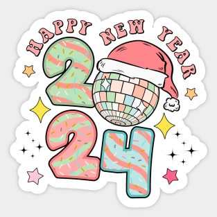 Disco Happy new Year 2024 Groovy Sticker